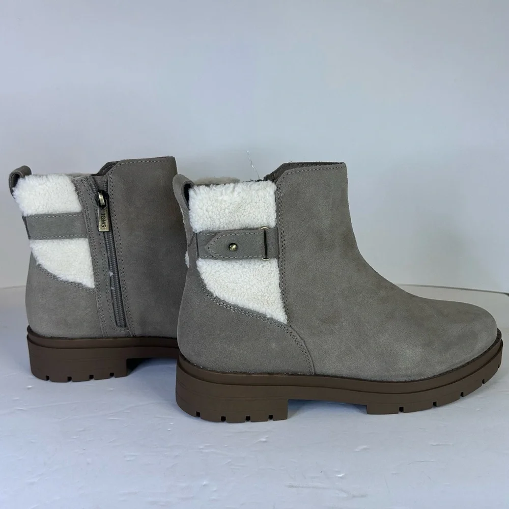 NWT TOMS Astrid Water Repellent‎ Suede Ankle Boots Dune Womens 9.5